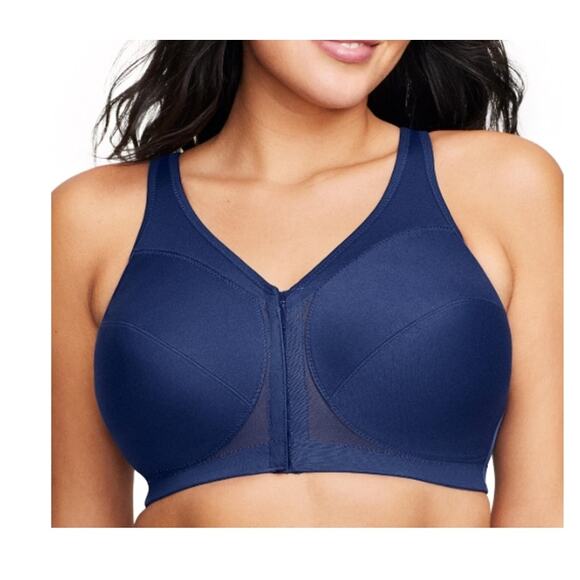 Glamorise 1265 MagicLift Front Closure Posture Back Bra blue 42C new - Picture 1 of 5